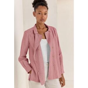 Poetry Collar And Revere 100% Linen Pale Coral Button Up Shirt Women's 4 $168